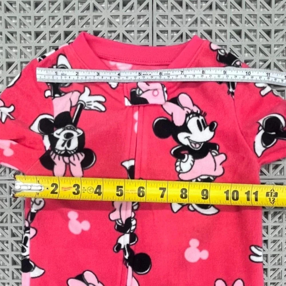 Disney Minnie Mouse Footed Pajamas Girls 18M Pink Cute Cozy Fleece Zip Up NEW